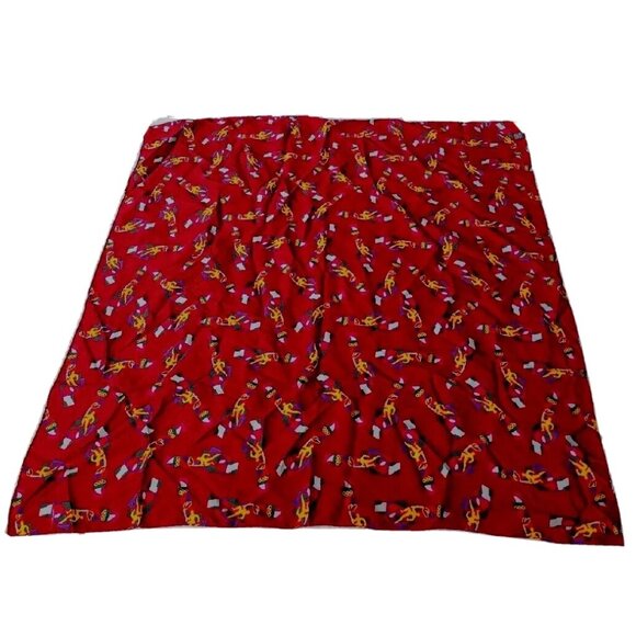 VTG Italy 100% Silk Burgundy Olympic Fire Running Man Print Rare MCM Scarf -EC - Picture 3 of 6